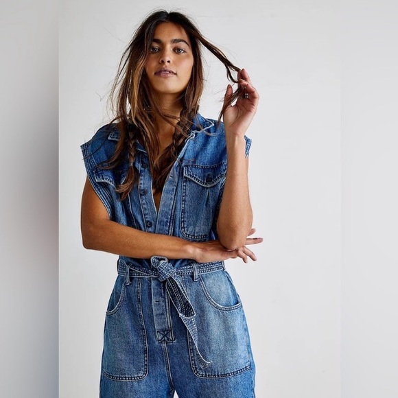 Free People Sydney Sleeveless Jumpsuit in Breezy Blue - Picture 4 of 12